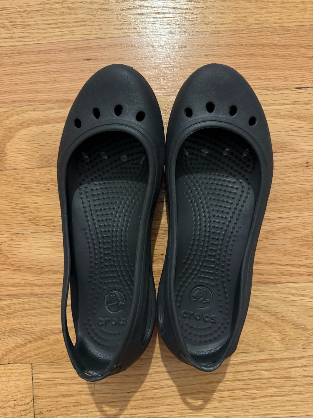 CROCS Women's Black Slip-On Ballet Flats with Vent Holes